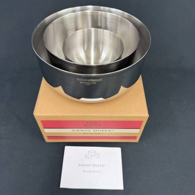25名/A000412-3/MR5000/M114-2/【名古屋】ミキシングボウルセット Mixing Bowls Amway Queen アムウェイ クイーン 18/8 STAINLESS STEEL