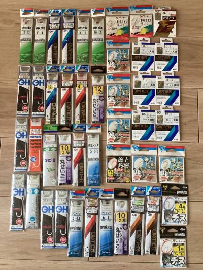 ゆうパケットポスト230円発送！　(がまかつ・オーナー他)　ほぼ海釣り用　糸付き鈎　色々　大量　45点セット