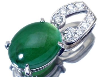 1円～【ジュエリー極】樹脂含侵無し 良質天然翡翠1.935ct＆ダイヤ0.08ct 高級Pt900ペンダントヘッド ソーティング w5869vi【送料無料】