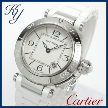 1円～ 3ヶ月保証付き 磨き済み 美品 本物 定番 人気 CARTIER カルティエ パシャ シータイマー ラバーベルト レディース 時計