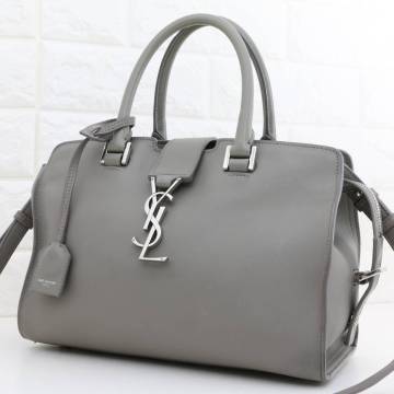 SAINT LAURENT PARIS サン ローラン パリ ベイビーカバス カサンドラ 2WAY ハンドバッグ ショルダーバッグ グレー レディース レザー