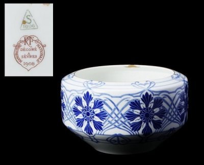 ■オールドセーブル Sevres 金彩白磁染付 ボウル 水指■