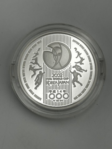 1円スタート FIFA 2002 ワールドカップ記念銀貨 千円銀貨 プルーフ 31.1g 平成14年 1000円 銀貨 純銀 SV999 UI1115-16