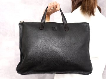 ●超美品●LOEWE ロエベ●メンズ●アナグラム●ロゴ型押し●カーフ レザー 本革●トート バッグ●黒●A4 ビジネス●書類 かばん●Js62141