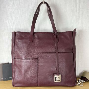 極美品 定16万 伊製 マウロゴヴェルナ 極上 イタリアン カーフ レザー 総革 2way 高級 ショルダーバッグ 差し色 ワインレッド 書類バッグ