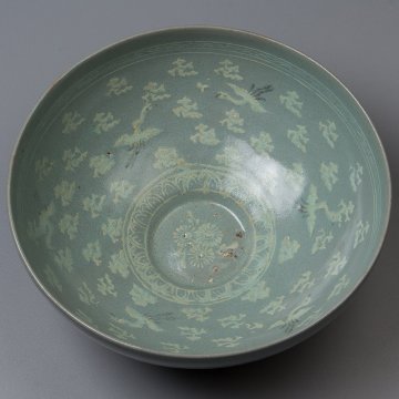 【五】高麗青磁雲鶴文鉢 箱付