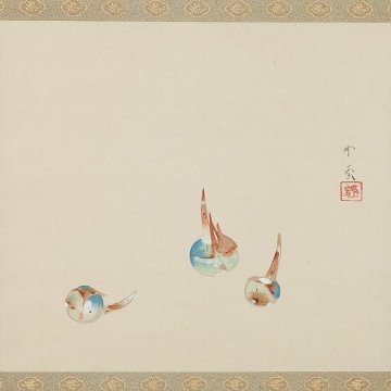 【五】堂本印象 『慈姑』 絹本 彩色 掛軸 共箱 真作 ／ 芸術院会員 文化勲章