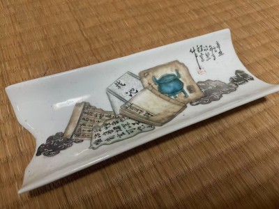 コレクター放出品 希少品 中国古美術 粉彩 色絵 八破図 茶合？陶磁器 唐物 骨董品 茶道具 時代 