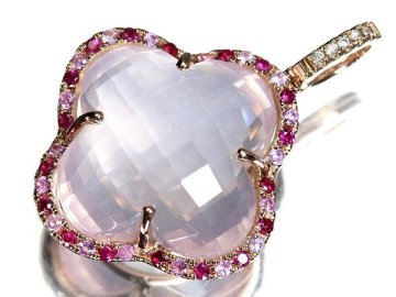 OZ17169SS【1円～】新品【RK宝石】≪RUBY≫ 極上ローズクォーツ ルビー ピンクサファイア ダイヤモンド K18 高級ペンダントヘッド ダイヤ