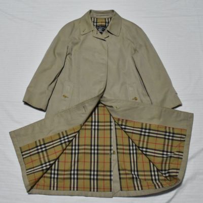 ★バーバリーズ★英国製★BURBERRY&rsquo;S MADE IN ENGLAND★人気の高級感あるカーキ色、ノバチェック ★ステンカラー バルマカーンコート12/M