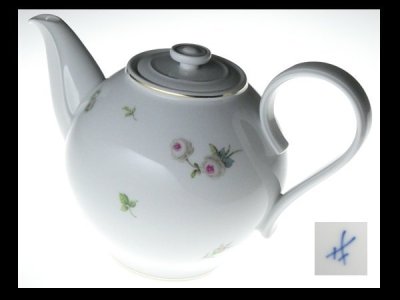 マイセン Meissen ホワイトミニローズ 白いバラ絵 ① ポット n848