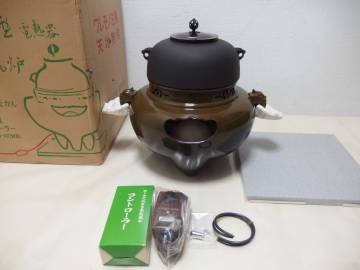 12）新品・未使用品　野々田　合金製　鬼面風炉　電熱コントローラー　真塗敷板