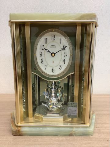 ◯営HM059-A9T80【埼玉発】SEIKO セイコー EMBLEM エムブレム 置時計 オルゴール付 回転飾り 天然石風台座 動作未確認 現状品
