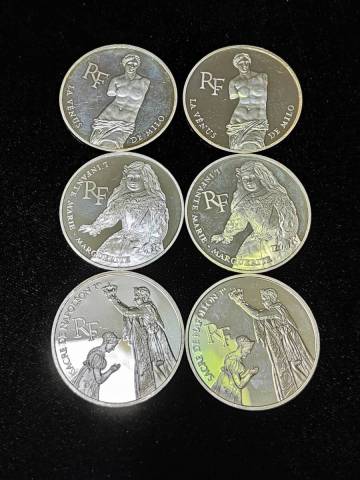 6枚セット フランス 1993年 100フラン ルーブル美術館200周年記念 シルバー メダル 計約133g