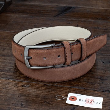 ディアスキン【鹿革】スエード ブラウン 茶 メンズ 本革 ベルト 新品 未使用 送料無料 1円 レザー 天然皮革 上質 シンプル 田中革具