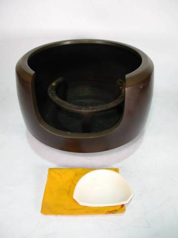 面取風炉　銅製　宗勘 作　前瓦　五徳付き　茶道具　火鉢　