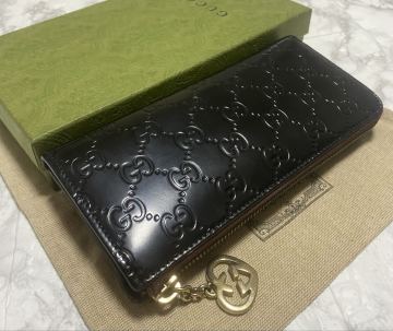 【正規品】鑑定済み／正規品／グッチCUCCIシマL字ジップ長財布／シリアル番号295671