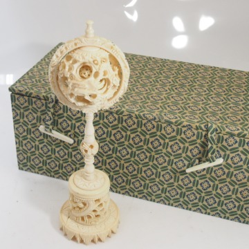 透かし彫り 天球　龍 多層球 多重層 　高さ21.5cm 約123g 中国工芸 置物 アンティーク 