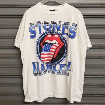 【1円スタート】The Rolling Stones Harley Davidson Tシャツ BROCKUM USA製 90s ローリングストーンズ ハーレーダビッドソン 古着★105N1I