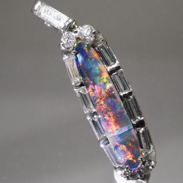 Pt900!!1.35/0.75ct!!遊色効果抜群◆天然ボルダーオパール/ダイヤモンドペンダントトップ◆D 約3.2g opal diamond ネックレス EC1/EC2 W766