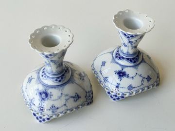 1969-1973年製 ブルーフルーテッド 燭台 ペア Royal Copenhagen キャンドルスタンド 90年代製 ロイヤルコペンハーゲン