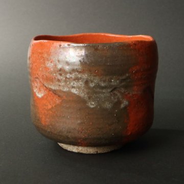 委託HK◇10代樂旦入 赤楽茶碗 円能斎書付 銘「小鳥」（茶道具 陶磁器 陶芸 赤茶碗 楽茶碗 筒茶碗 炉 裏千家 家元 今日庵 茶事 千家十職）