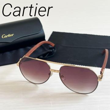 【1円〜】カルティエ Cartier サングラス ウッドテンプル ブラウン系 グラデーション ゴールドフレーム 　金　木製