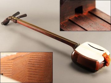 【流】和楽器 綾杉彫 二本溝 津軽三味線 ケース付 HD185◎