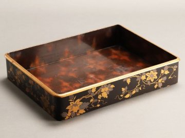 【流】江戸時代 花蒔絵乱盆 箱付 DK335