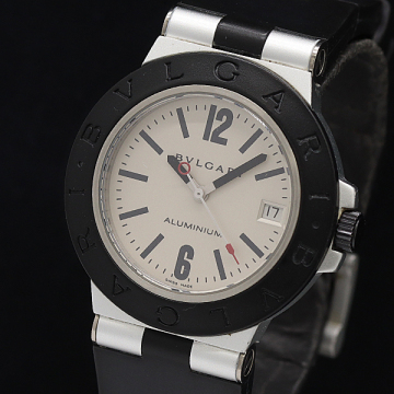 1円 稼働 ブルガリ アルミニウム AL38TA AT/自動巻 シルバー文字盤 メンズ腕時計 2258300 12APT MST