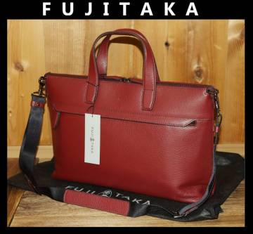 送料無料 即決【未使用】 FUJITAKA ★ イタリアンレザー ショルダーバッグ A4 イーナ ★ フジタカ 日本製 税込定価5万1700円 630503 