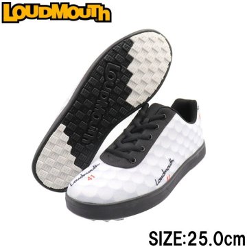 １円★ラウドマウス LM-GS0005 スパイクレス ゴルフシューズ　Big Golf Ball&times;Black（183）25.0cm ビッグゴルフボール&times;ブラック★