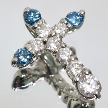 【売り切り】Pt900!!0.50ct!!■天然ダイヤモンドペンダントトップ■D 約1.6g color diamond necklace ネックレス ブルー EA9/ U95