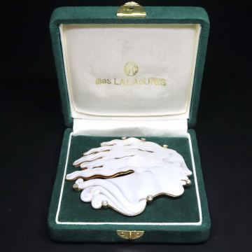 K18!!0.45ct!!■【パトリシア・パラーティー】カメオ&天然ダイヤモンドブローチ/ペンダントトップ■D 約38.6g ネックレス FB8/FC0 U128