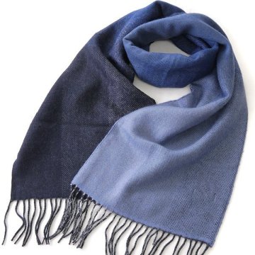 新品 アーヴェヴェオム リバーシブル フリンジ マフラー 紺 青 灰 【K23417】 a.v.v MEN 秋冬 メンズ 無地 チェック 起毛 フランネル