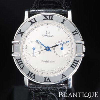 ◆1円～◆希少ラグタイプ◆ OMEGA オメガ コンステレーション デイデイト SS/革 QZ 電池交換済 USED 稼働 メンズ 腕時計 「27560」
