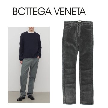 ●18万新品◆54=XL◆BOTTEGA VENETA ボッテガヴェネタ ストレッチ細畝コーデュロイパンツ 濃灰ダークグレー 1円
