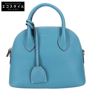 【美品】BONAVENTURA ボナベンチュラ エマ バッグ 22 シュリンク 2WAY ハンドバッグ ブルー レディース