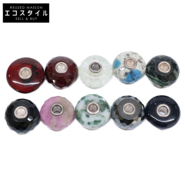 【美品】TROLLBEADS インナーグロウ ガラスビーズ・アンバー/フェルドスパーアズライト/モスアゲート他 天然石ビーズ 計10点