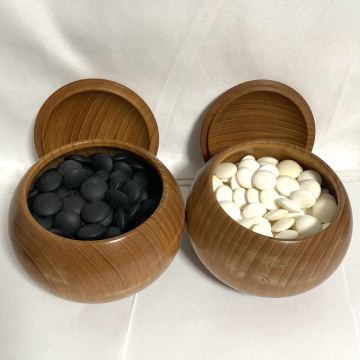 【1円〜】囲碁用 碁石 セット 白石 蛤碁石 黒石 8mm 34号 木製碁笥 y-121401-00