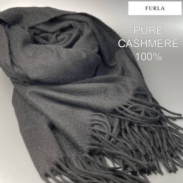 ほぼ未使用!!【超高級カシミヤ100%!!◎】定価36000円■フルラ FURLA■ 超大判とろとろカシミヤマフラー ブラック レディース メンズ 黒秋冬