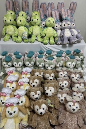 最終値下お顔厳選新品タグ付きダッフィーシェリーメイジェラトーニステラルークッキーアンオルメルSサイズぬいぐるみ58体セット 