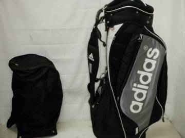 adidas アディダス 9.5型 アスリートスポーツカート★中古/超美品★(BKxREDxSILVER)ゴルフ キャディバック