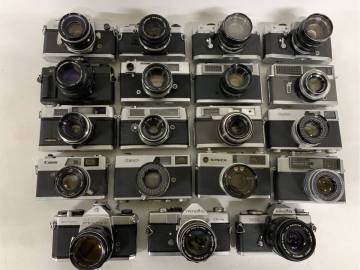 【1205y A3743】 フィルムカメラ まとめ売り 19点 一眼レフ レンジファインダー CANON OLYMPUS MINOLTA KONICA YASHICA PENTAX 中古現状品