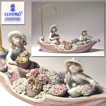 慶應◆スペイン【LLADRO リヤドロ】彩色磁器人形『Barco de Flores バルコ・デ・フローレス #5966』フィギュリン