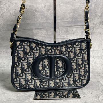 【美品】Christian Dior クリスチャンディオール アクセサリーポーチ バッグ トロッター キャンバス レザー チェーン オブリーク ホーボー