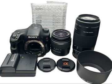 「みんカメ」296 SONY ソニー &alpha;65 ボディ SLT-A65V + 3.5-5.6/18-55 SAM SAL1855 + 4.5-5.6/75-300 SAL75300 セット 動作確認済み