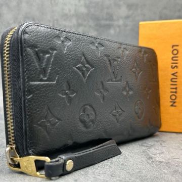 美品 ルイヴィトン LOUIS VUITTON メンズ アンプラント ジッピーウォレット ラウンドジップ モノグラム 長財布 レザー 黒 ブラック M60571