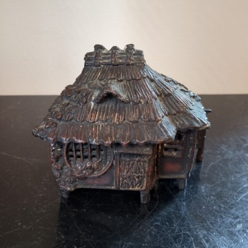 【本間琢斎】 斑紫銅 葛屋 香炉 古銅 佐渡 蝋型鋳金 古美術 香道具 金属工芸 時代物 置物 銘あり アンティーク 1円スタート