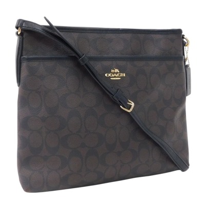 1円■極美品 コーチ ショルダーバッグ シグネチャー F58297 ダークブラウン系&times;ブラック系 レザー COACH ■E.Blr.zE-27